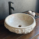 Handmade Travertine Stone Vessel Sink | Natural Rock Bathroom Sink | Rustic Modern Vanity Basin | One of a Kind Stone Sink | Wabi Sabi