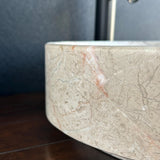 Handmade Beige Marble Vessel Sink | Natural Stone Bathroom Sink | Luxury Vanity Basin | Wabi Sabi