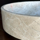 Handmade Beige Marble Vessel Sink | Natural Stone Bathroom Sink | Luxury Vanity Basin | Wabi Sabi
