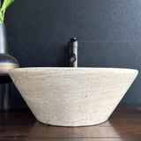 Handmade Travertine Stone Vessel Sink | Natural Rock Bathroom Sink | Modern Vanity Basin | One of a Kind Sink | Wabi Sabi