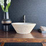 Handmade Travertine Stone Vessel Sink | Natural Rock Bathroom Sink | Modern Vanity Basin | One of a Kind Sink | Wabi Sabi