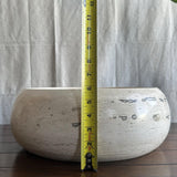 Travertine Round Vessel Sink, Natural Handcrafted Stone Bathroom Basin, Luxury Modern Vanity Sink
