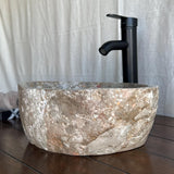 River Stone Sink | Luxury Handmade Natural Stone Over the Counter Sink