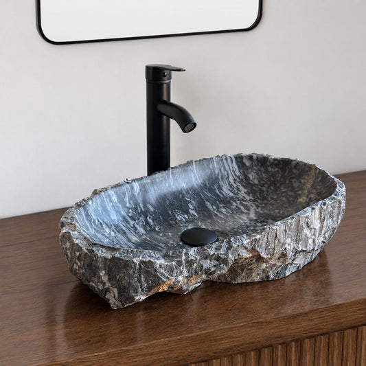 Gray Rustic Marble Stone Sink | Handmade & Natural | Luxury