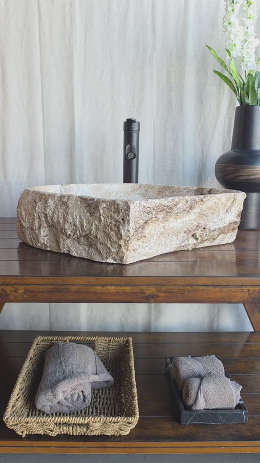 Rustic Chocolate Onyx Stone Sink | Handmade & Natural | Luxury